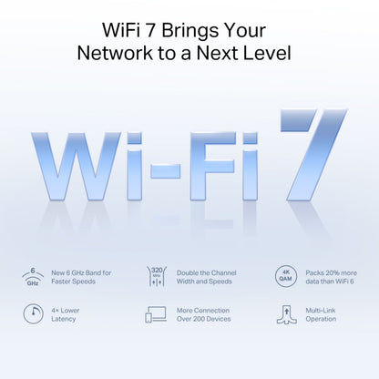 Mercusys Halo H47BE Mesh WiFi 7 2-pack, WiFi 7, 6 GHz bånd, 320 MHz kanaler, lav latenstid, flere enheder, 4K QAM.