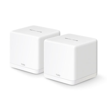 Mercusys Halo H60X Mesh Wifi 6 system 2-pak, til hvide kubeformede enheder med dual-band og Wifi 6 til hjemmenetværk.