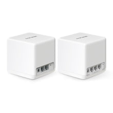 Mercusys Halo H60X Mesh WiFi 6 system 2-pak hvide kubeformede dual-band routere med Ethernet porte.