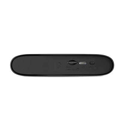 Mercusys MT110 sort 4G LTE-router med modem, bundvisning med nano SIM-slot, micro USB-port, reset og power/Wi-Fi-knap.