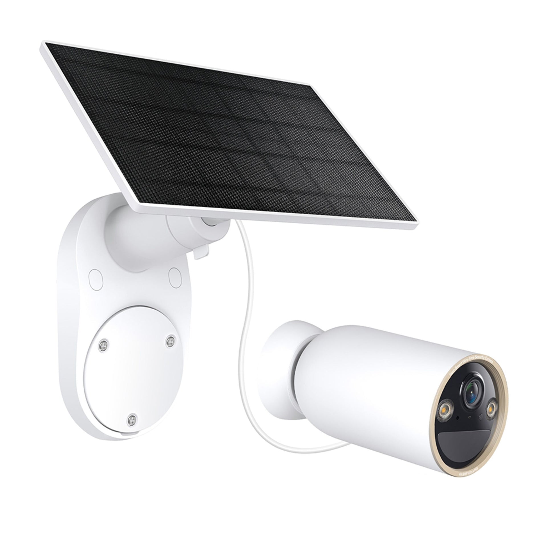 TP-Link Tapo C460 udendørs overvågningskamera 4K Ultra HD, cylindrisk design, vægbeslag, rektangulært solpanel.