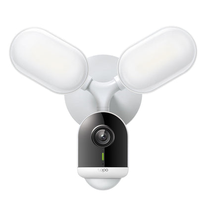 TP-Link Tapo C720 trådløst udendørskamera med justerbare LED-projektører, centreret linse, TP-Link-logo på fronten.