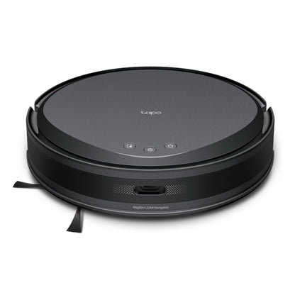 TP-Link Tapo RV20 Max robotstøvsuger rund sort med tre knapper på midten og sensor foran.