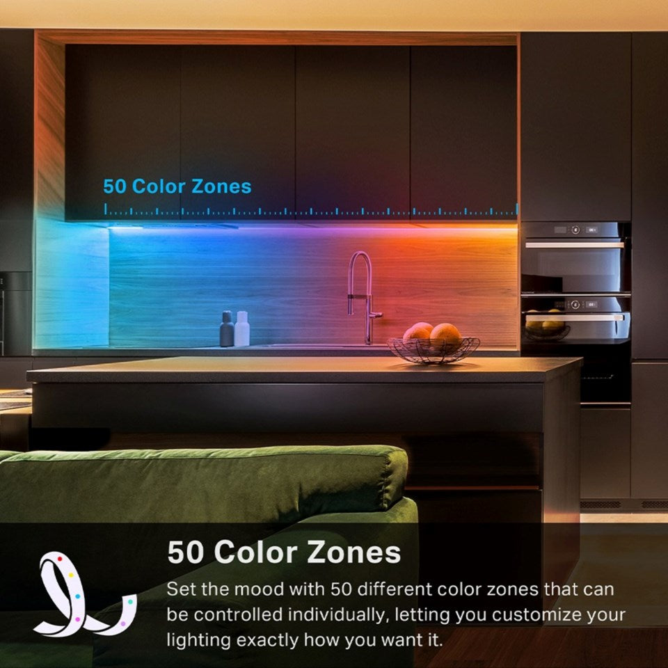 TP-Link Tapo L930-5 Smart Light Strip RGB 5 m monteret bag køkkenvæg, gradient med 50 farvezoner.