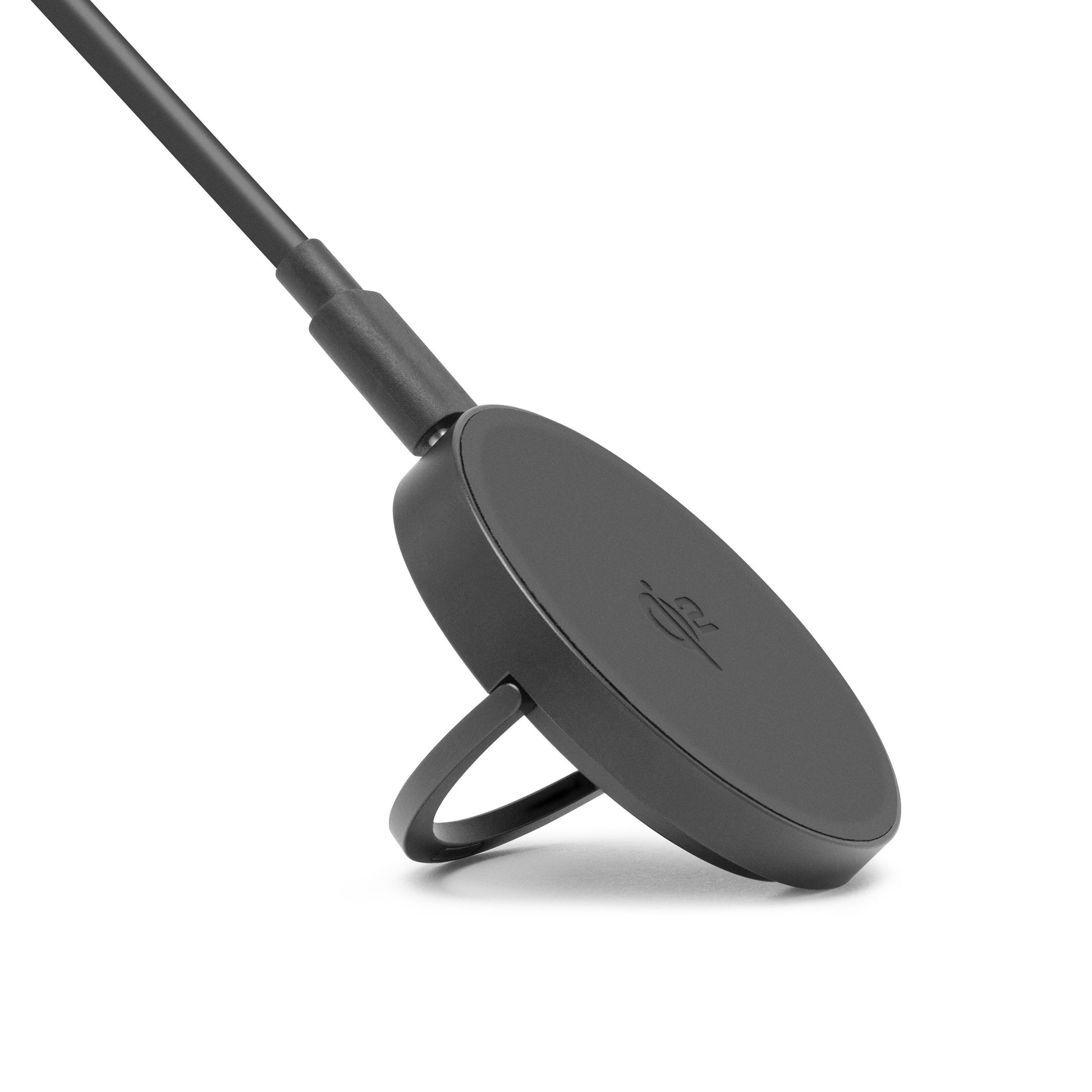 Trådløs Qi2-hurtigoplader 15 W, sort, rund med fast kabel og integreret stander til vinklet opladning, passer iPhone 12-16.