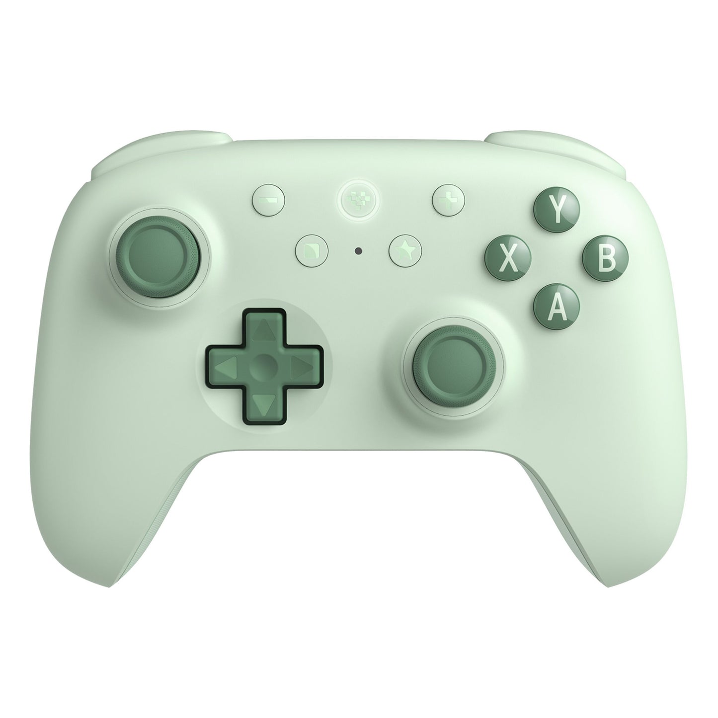 8Bitdo Ultimate 2C trådløs controller med Hall Effect, grøn, set oppefra med analoge sticks, D-pad og A/B/X/Y-knapper.