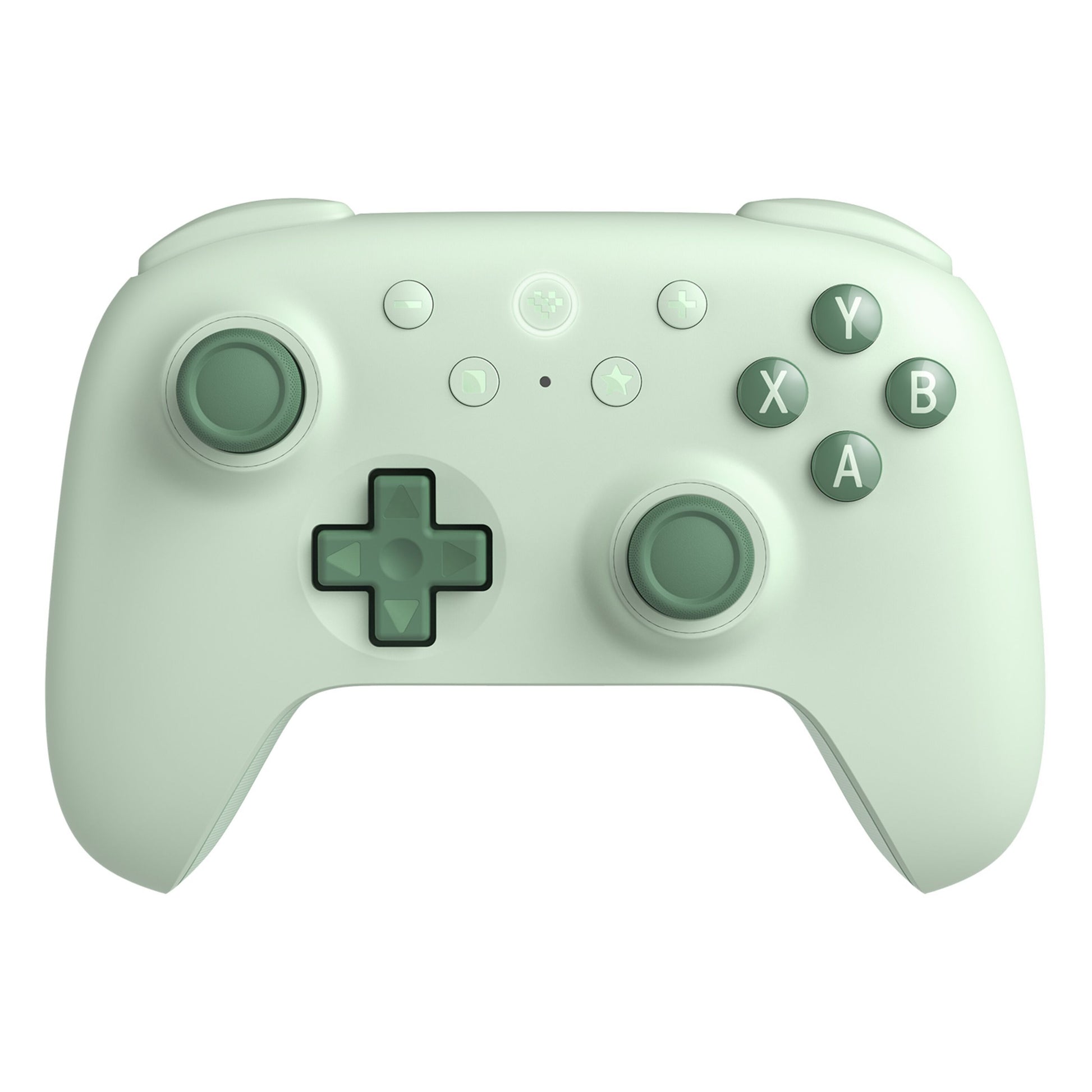 8Bitdo Ultimate 2C trådløs controller med Hall Effect, grøn, set oppefra med analoge sticks, D-pad og A/B/X/Y-knapper.