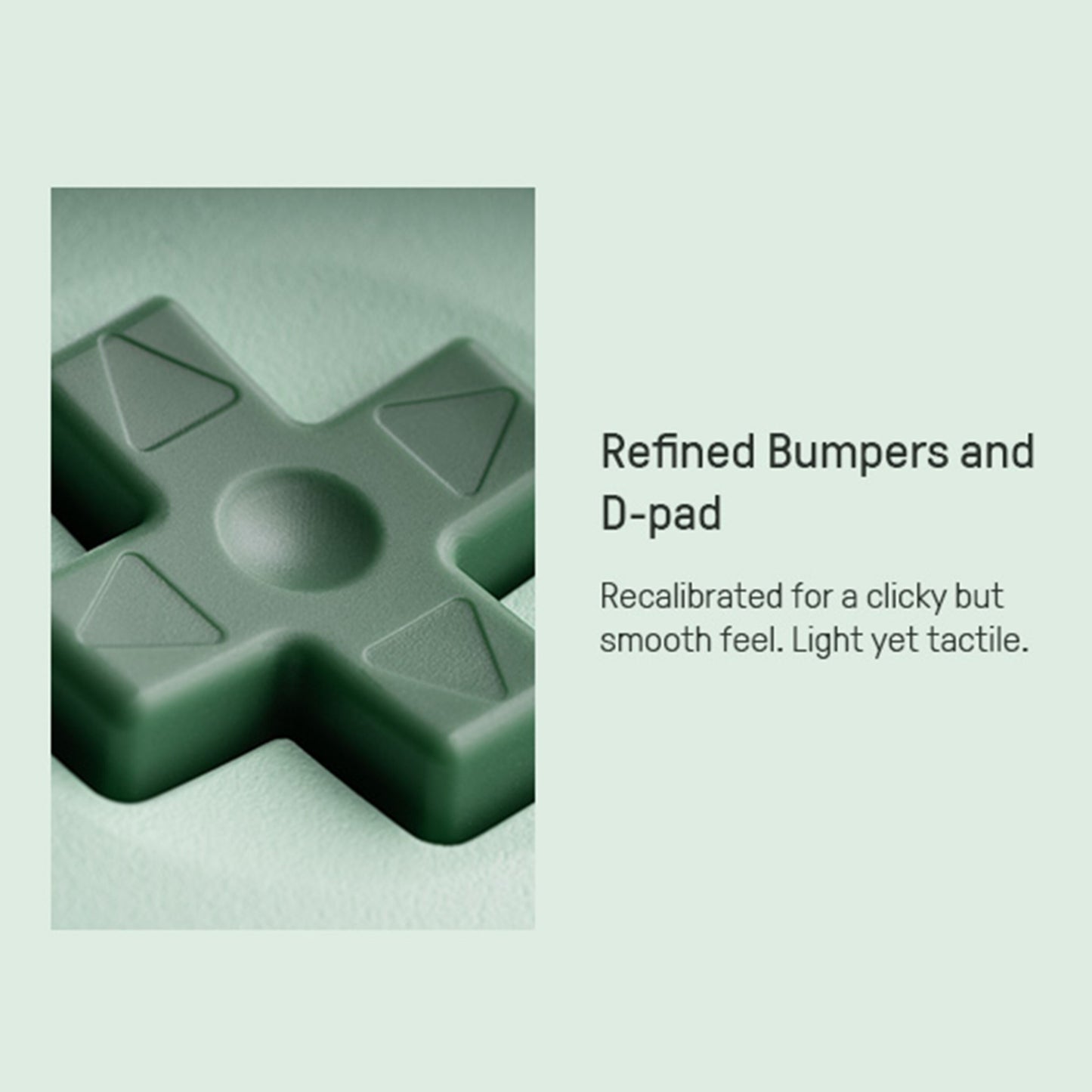 8Bitdo Ultimate 2C trådløs håndkontrol Hall Effect grøn, close-up af grøn D-pad med teksturerede pile, modelinfo i tekst.