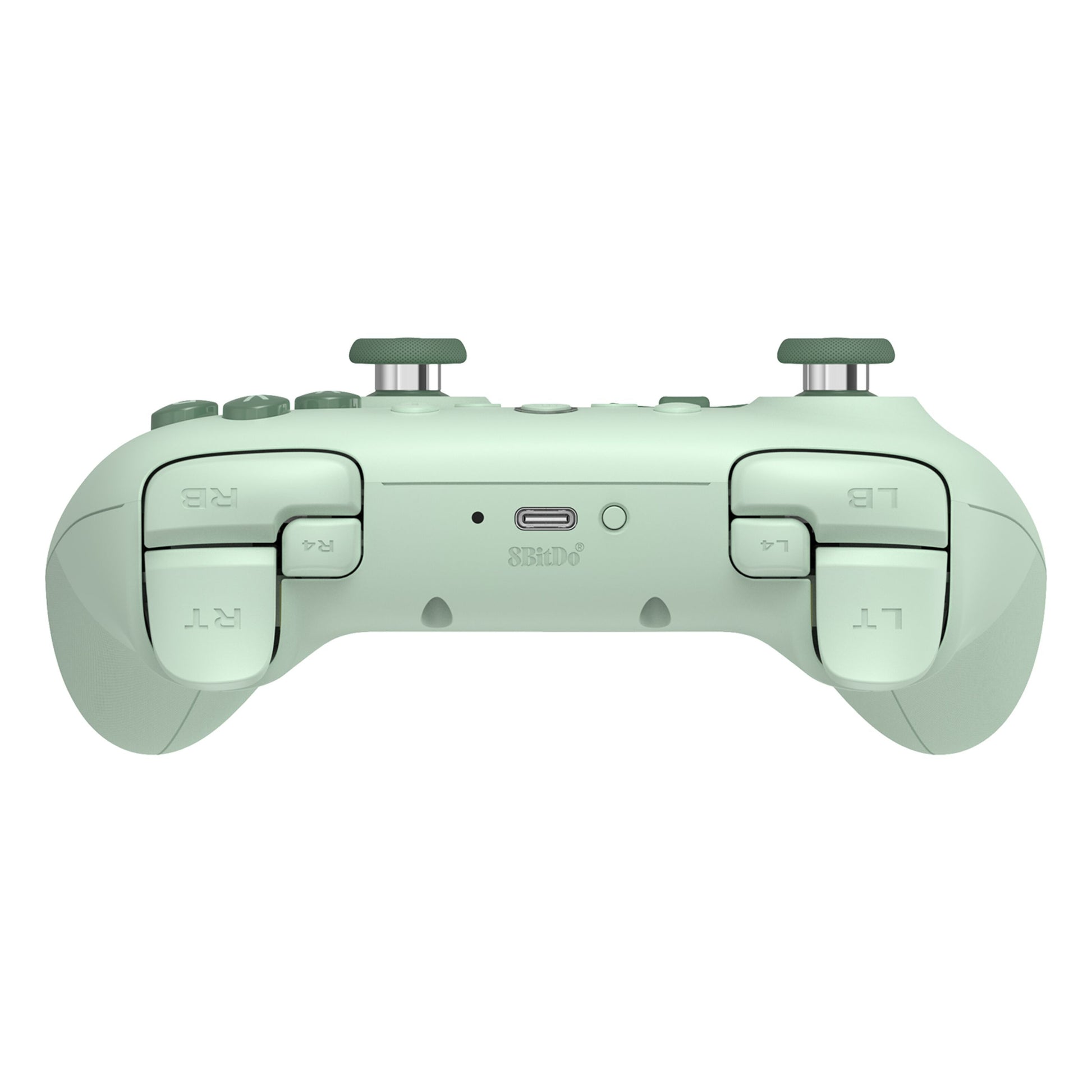 8Bitdo Ultimate 2C trådløs controller Hall Effect grøn set ovenfra med skulderknapper, triggere, sticks og USB-C port.