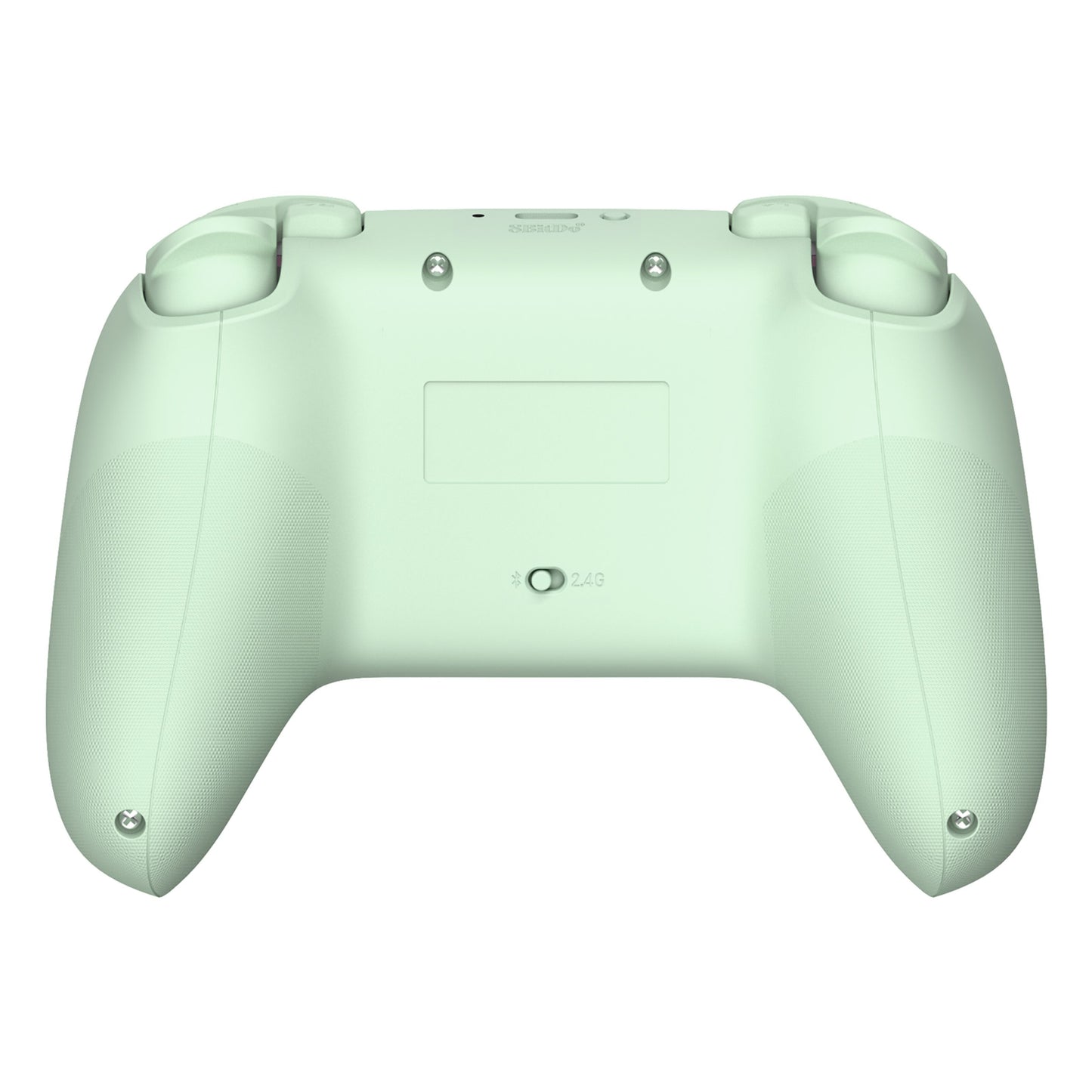 8Bitdo Ultimate 2C trådløs controller grøn, Hall Effect, bagside med tekstureret greb, skruer, tomt label og 2.4G indikator.