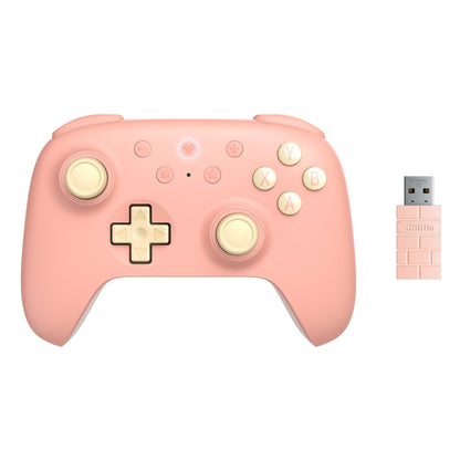 8Bitdo Ultimate 2C trådløs controller Hall Effect fersken, cremefarvede knapper/sticks, USB-modtager, Switch kompatibel.