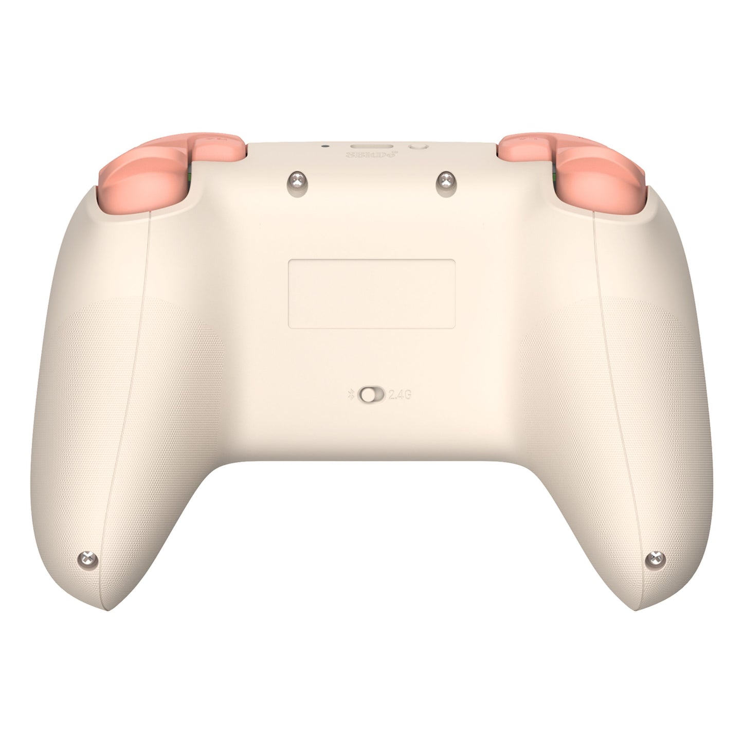 8Bitdo Ultimate 2C trådløs controller Hall Effect fersken, creme finish, lyserøde skulderknapper, teksturerede greb, Switch.