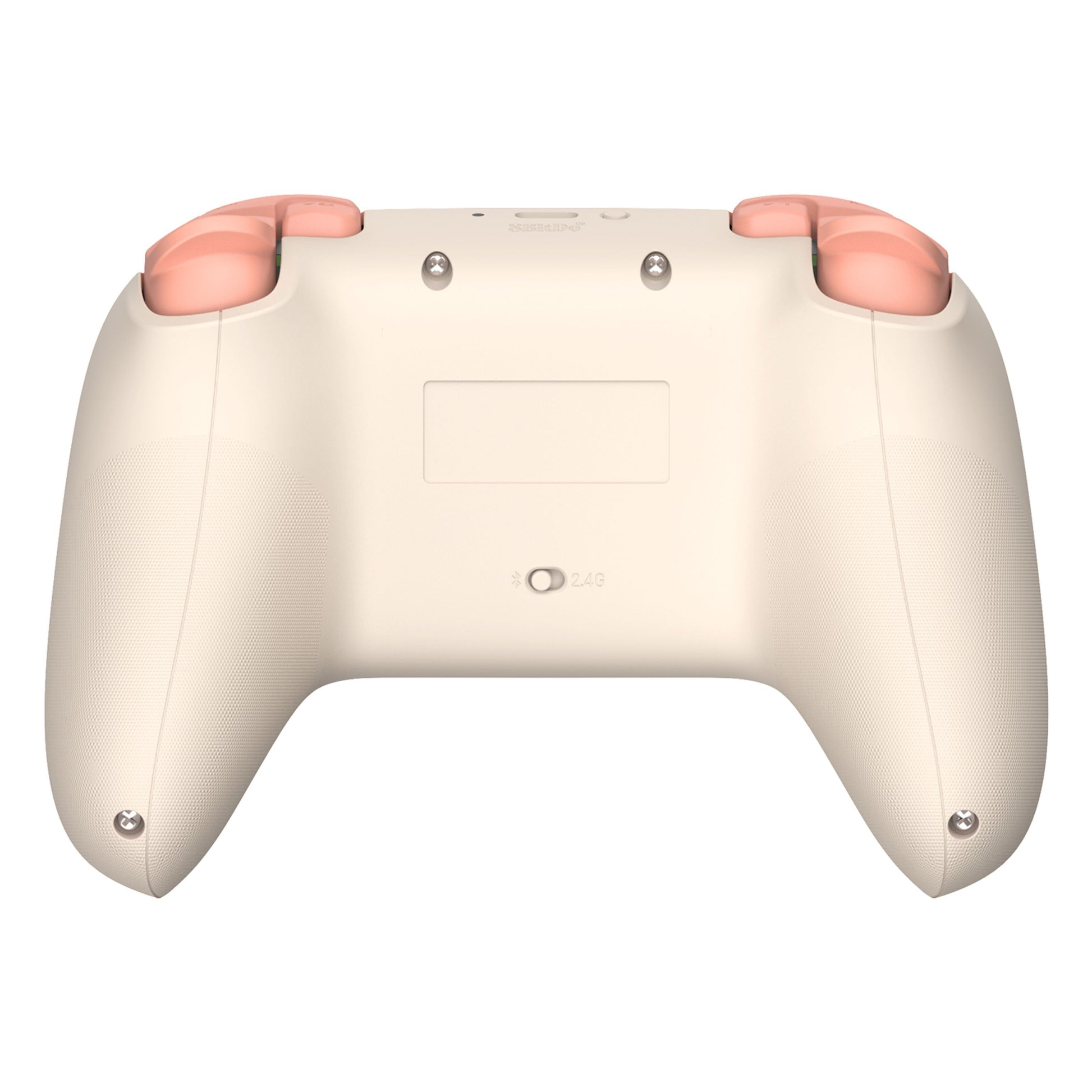 8Bitdo Ultimate 2C trådløs controller Hall Effect fersken, creme finish, lyserøde skulderknapper, teksturerede greb, Switch.