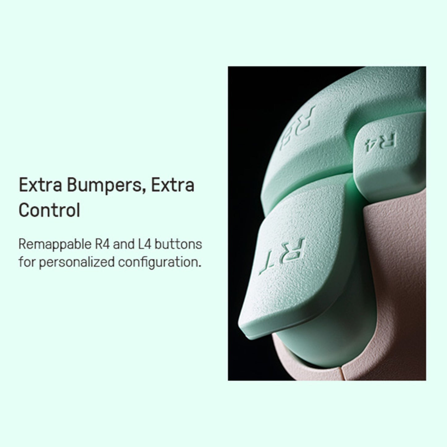 8Bitdo Ultimate 2C Trådløs håndkontrol Hall Effect mintgrøn R4 L4 bumpers, tekst: Ekstra kofangere, ekstra kontrol.
