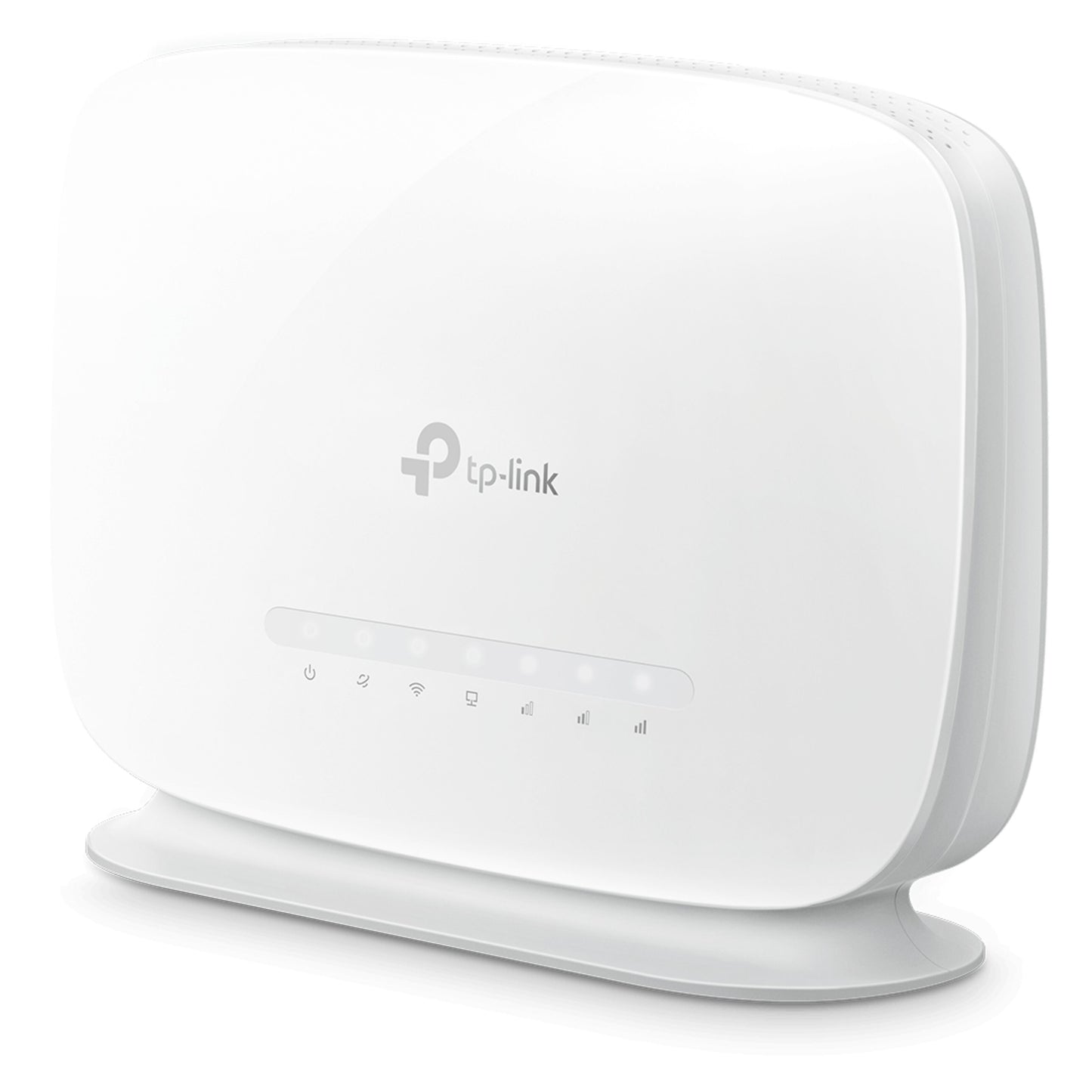 TP-Link Archer MR515 4G+ router med modem AC1200, frontindikatorer, TP-Link logo, stabil fod.