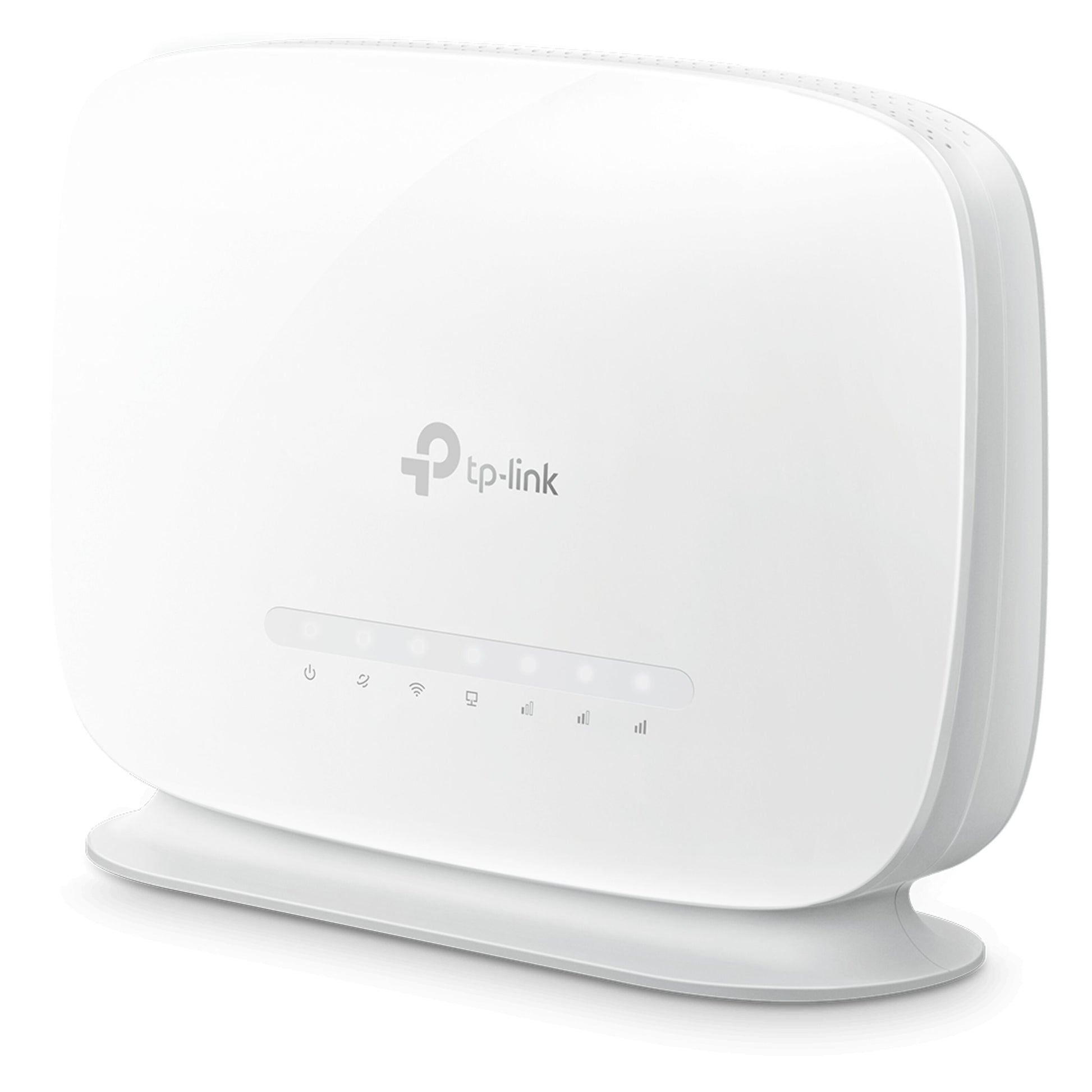 TP-Link Archer MR515 4G+ router med modem AC1200, frontindikatorer, TP-Link logo, stabil fod.