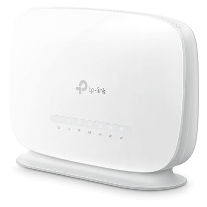TP-Link Archer MR515 4G+ router med modem AC1200, frontindikatorer, TP-Link logo, stabil fod.