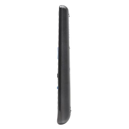 Sort Fjernbetjening til Samsung TV, sideprofil, blå knapper langs kanten.