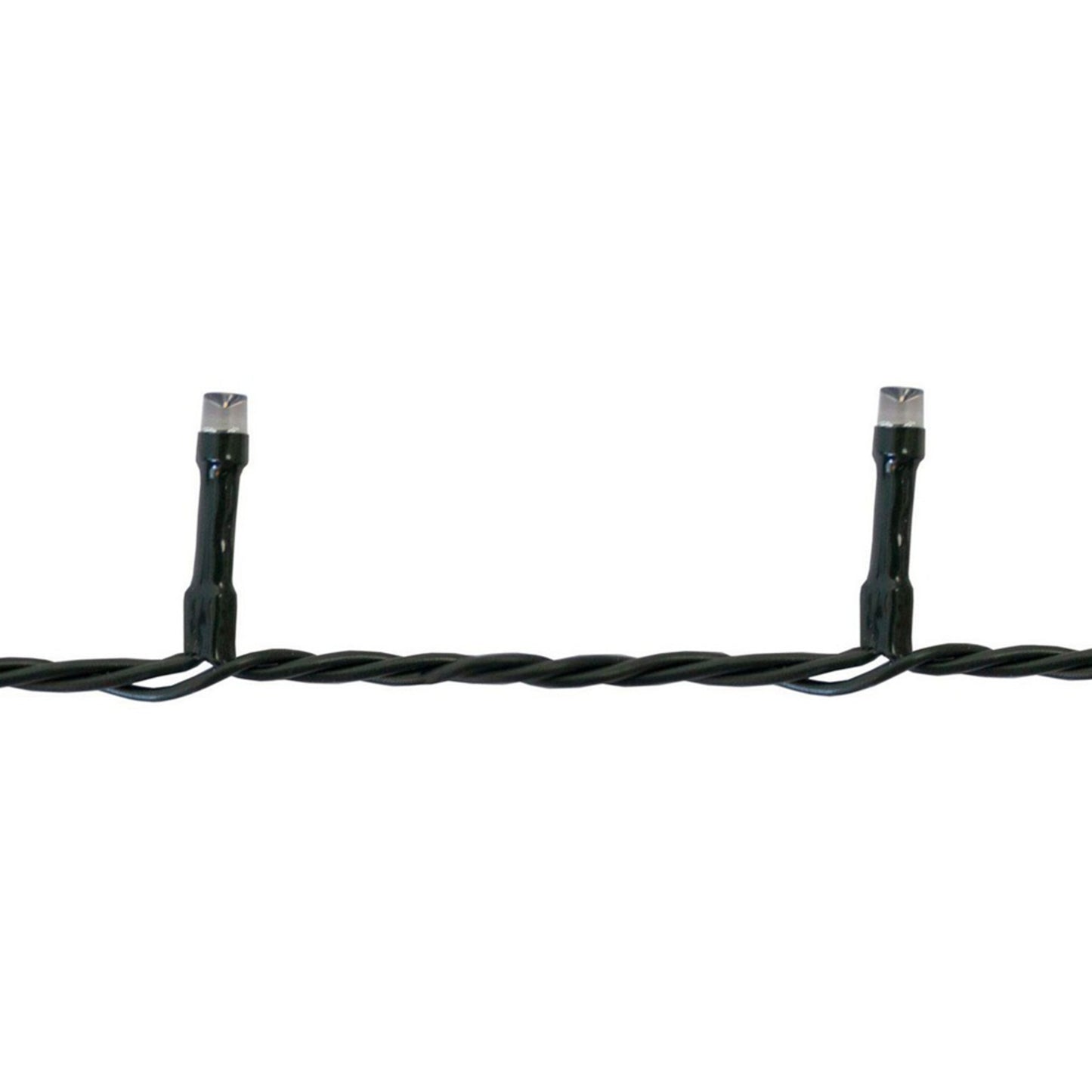 Lyskæde 240 LED 18 m, sort snoet kabel, små opretstående LED med varm hvidt lys jævnt fordelt.