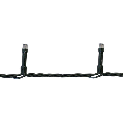 Lyskæde 240 LED 18 m, sort snoet kabel, små opretstående LED med varm hvidt lys jævnt fordelt.