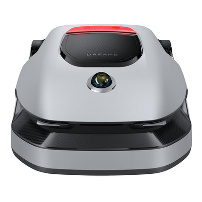 Dreame A1 Pro robotplæneklipper i sølv og sort med OmniSense 3D Ultra Sensing, hævet kamerasensor, Dreame-logo centralt.