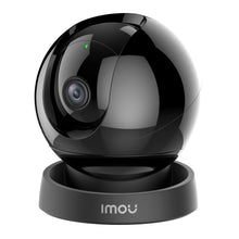 Imou Rex 3D 5 MP trådløs indendørskamera, sort, kugleformet med frontlinse og grøn indikator på IMOU-base.