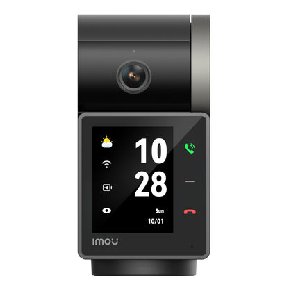 Imou Rex VT Pro 5 MP trådløst indendørskamera sort med touchscreen, AI bevægelsesdetektion og Imou-logo nederst.