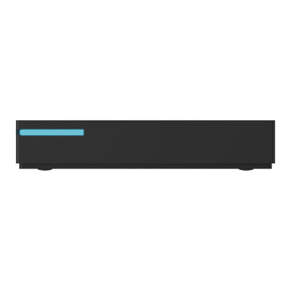 Strong LEAP-S3 PRO Google TV-boks sort rektangulær med smal blå lysdiode, Android 12, 4K Ultra HD.