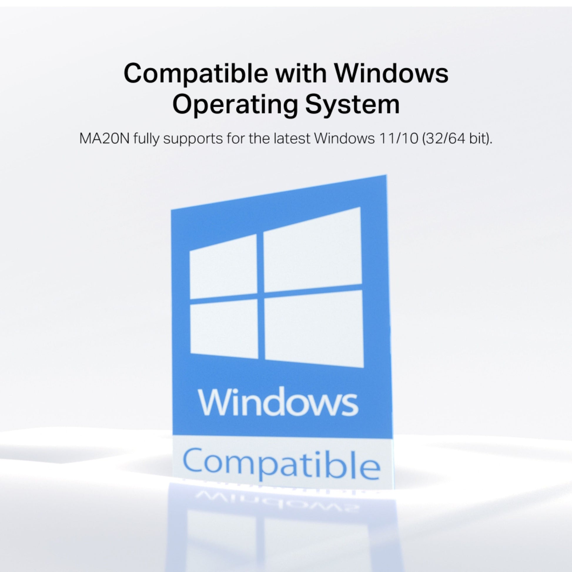 Mercusys MA20N AC650 USB-netværksadapter Windows logo Windows 11/10 (32/64 bit) kompatibel.