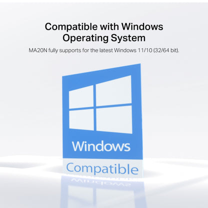 Mercusys MA20N AC650 USB-netværksadapter Windows logo Windows 11/10 (32/64 bit) kompatibel.