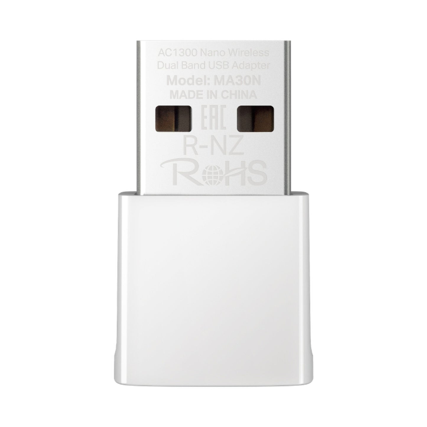 Mercusys MA30N AC1300 USB-netværksadapter med synligt USB-stik og modelinfo på fronten.
