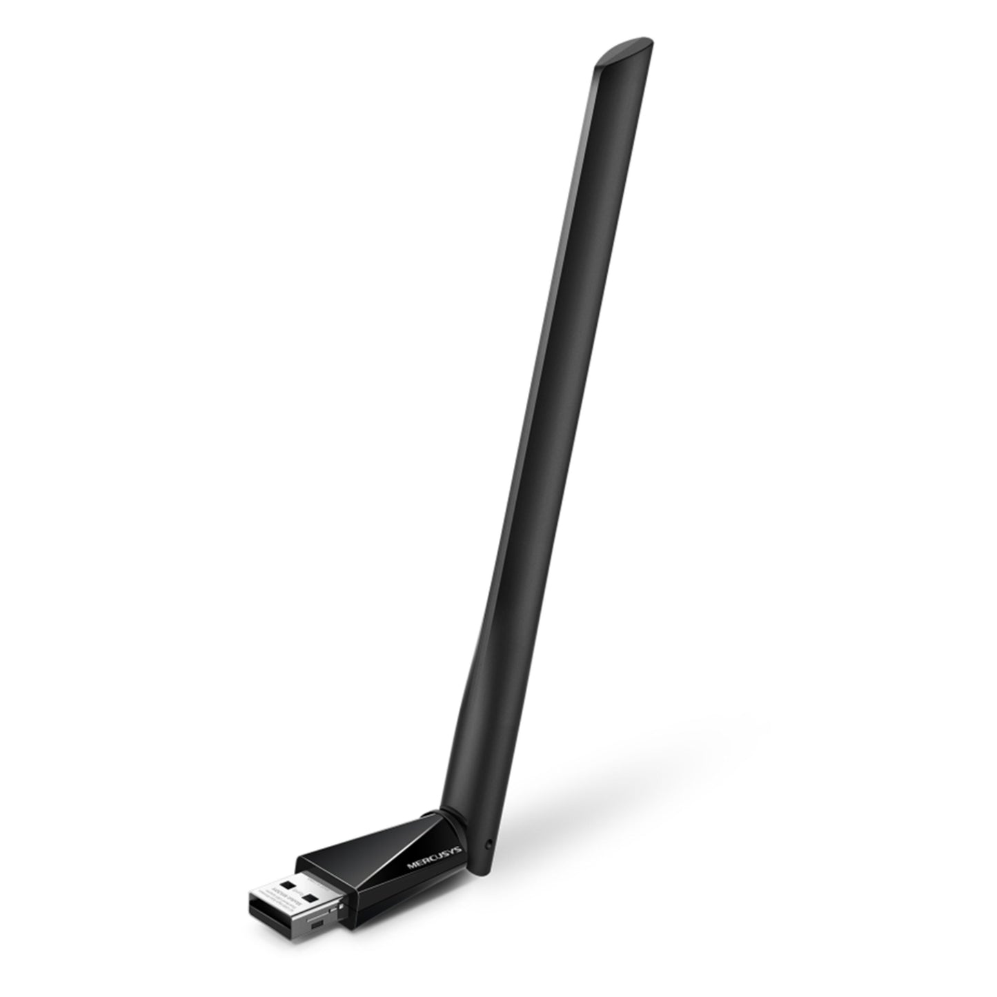 Mercusys MA30H AC1300 USB-netværksadapter sort med lang justerbar antenne og dual-band WiFi.