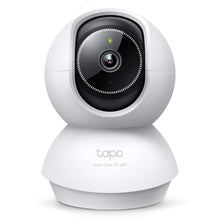 TP-Link Tapo C230 Pan/Tilt AI trådløst overvågningskamera med rund base, stor linse, indikatorlys og Tapo-logo 5MP 3K QHD.