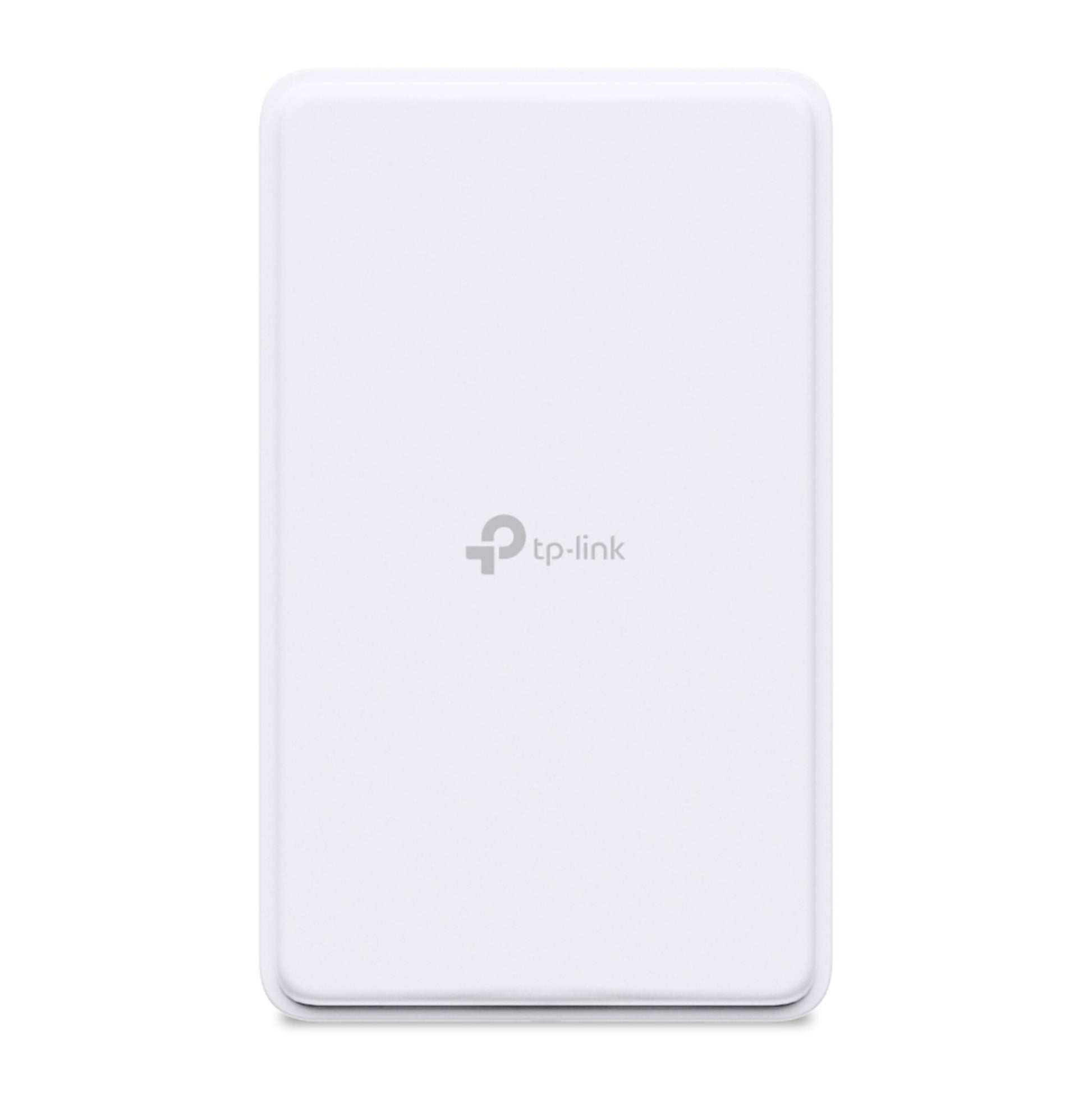 TP-Link NE200-Outdoor 5G router i hvid med afrundede kanter, logo foran, IP66 beskyttelse og Wi-Fi 6.