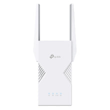 TP-Link RE235BE WiFi 7 BE3600 hvid dual-band repeater med 2 eksterne antenner, ventilationsgitter og 4 LED-indikatorer.