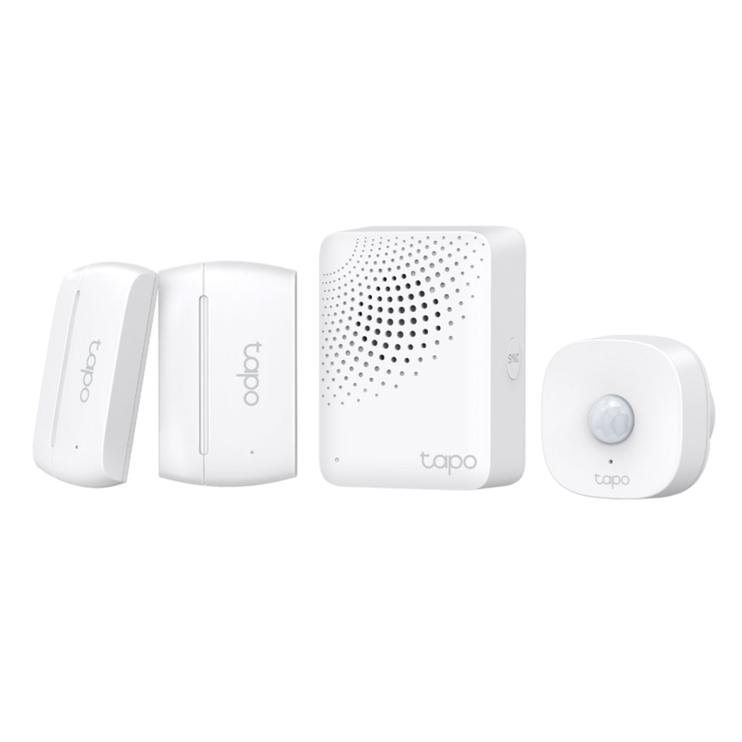 Tapo T30 KIT smart home sensorer sæt med dør/vindue sensor, bevægelsessensor og perforeret hovedhub.