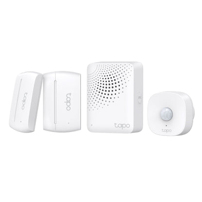 Tapo T30 KIT smart home sensorer sæt med dør/vindue sensor, bevægelsessensor og perforeret hovedhub.