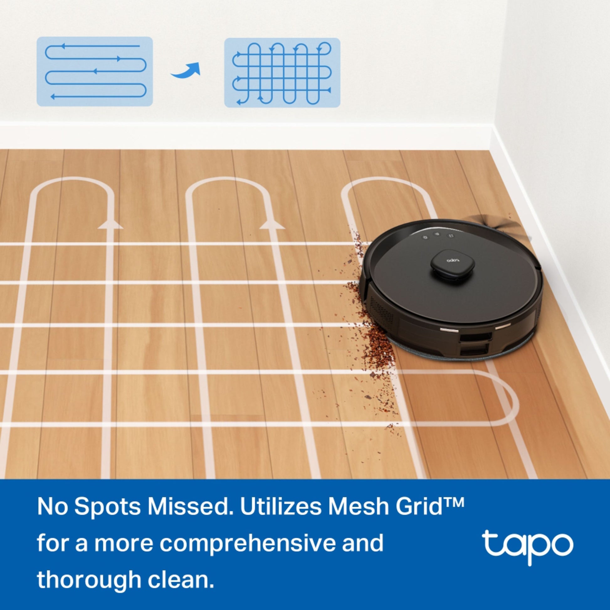 TP-Link Tapo RV30 Max Plus robotstøvsuger med Mesh Grid mapping-teknologi, sort.