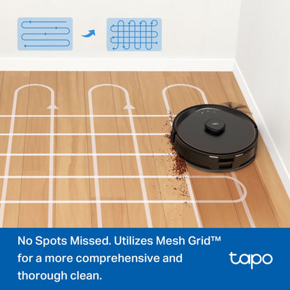 TP-Link Tapo RV30 Max Plus robotstøvsuger med Mesh Grid mapping-teknologi, sort.