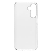 Transparent mobilcover til Samsung Galaxy A25 med præcise udskæringer til kamera og knapper samt afrundede kanter.