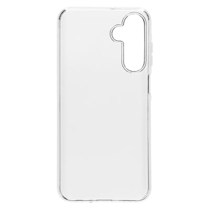 Transparent mobilcover til Samsung Galaxy A25 med præcise udskæringer til kamera og knapper samt afrundede kanter.