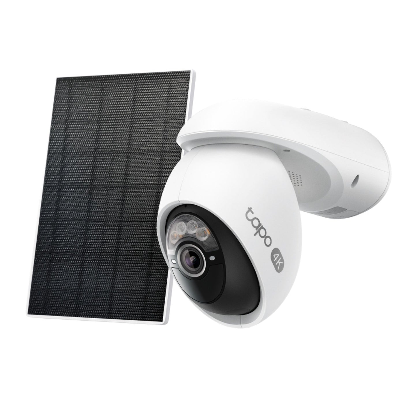 TP-Link Tapo C660 KIT solcelledrevet 4K overvågningskamera med sort rektangulært solpanel.