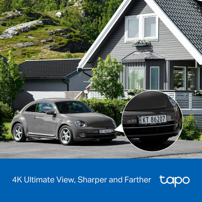 Tapo C660 KIT solcelledrevet 4K overvågningskamera med AI-sporing viser skarpt nummerpladebillede.
