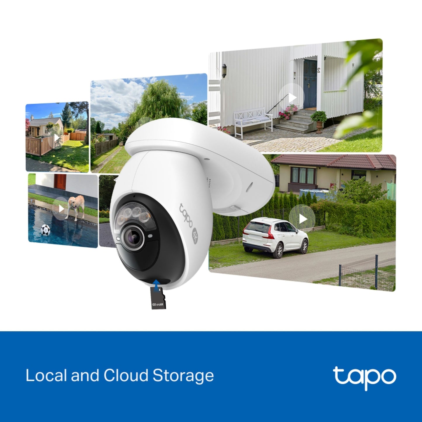 TP-Link Tapo C660 KIT solcelledrevet 4K overvågningskamera med AI-sporing, lokal og cloud-lagring, logo nederst.