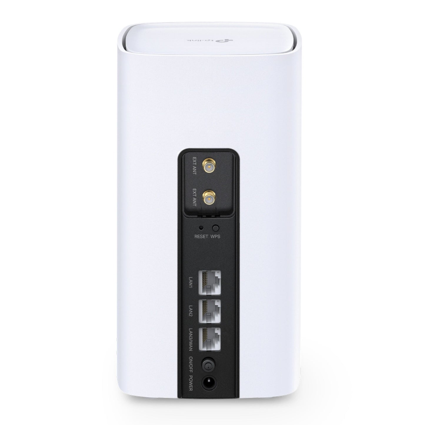 TP-Link Archer NX500 5G AX3000 router hvid cylinder med antennestik, reset/WPS og LAN/WAN/power porte bagpå.