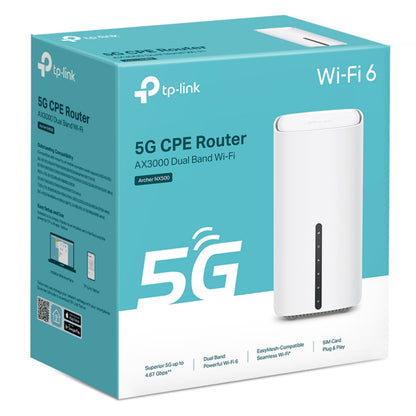 TP-Link Archer NX500 Trådløs Router 5G AX3000, dual-band WiFi, Wi-Fi 6, EasyMesh support, avancerede 5G funktioner.