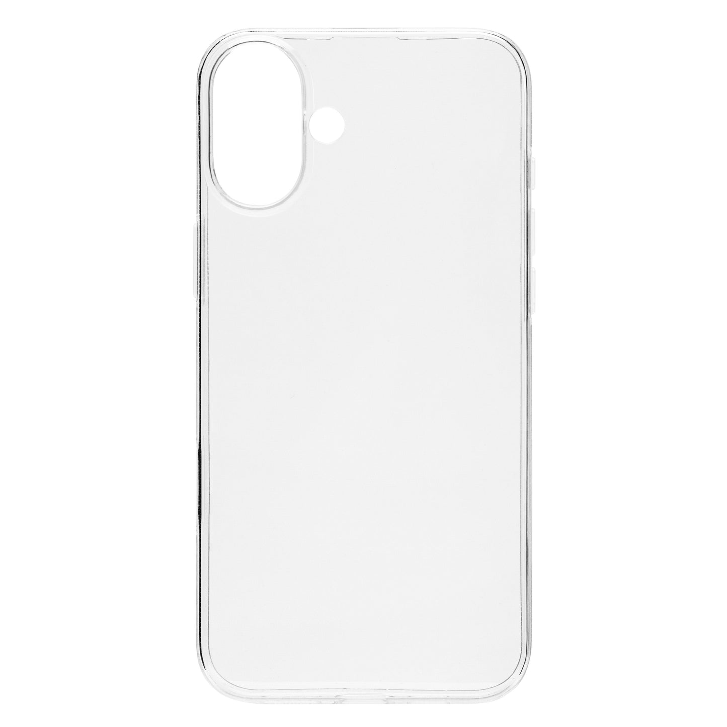 Linocell Second skin cover til iPhone 16 Plus gennemsigtig med to udskæringer til kamera og blitz, antibakteriel overflade.