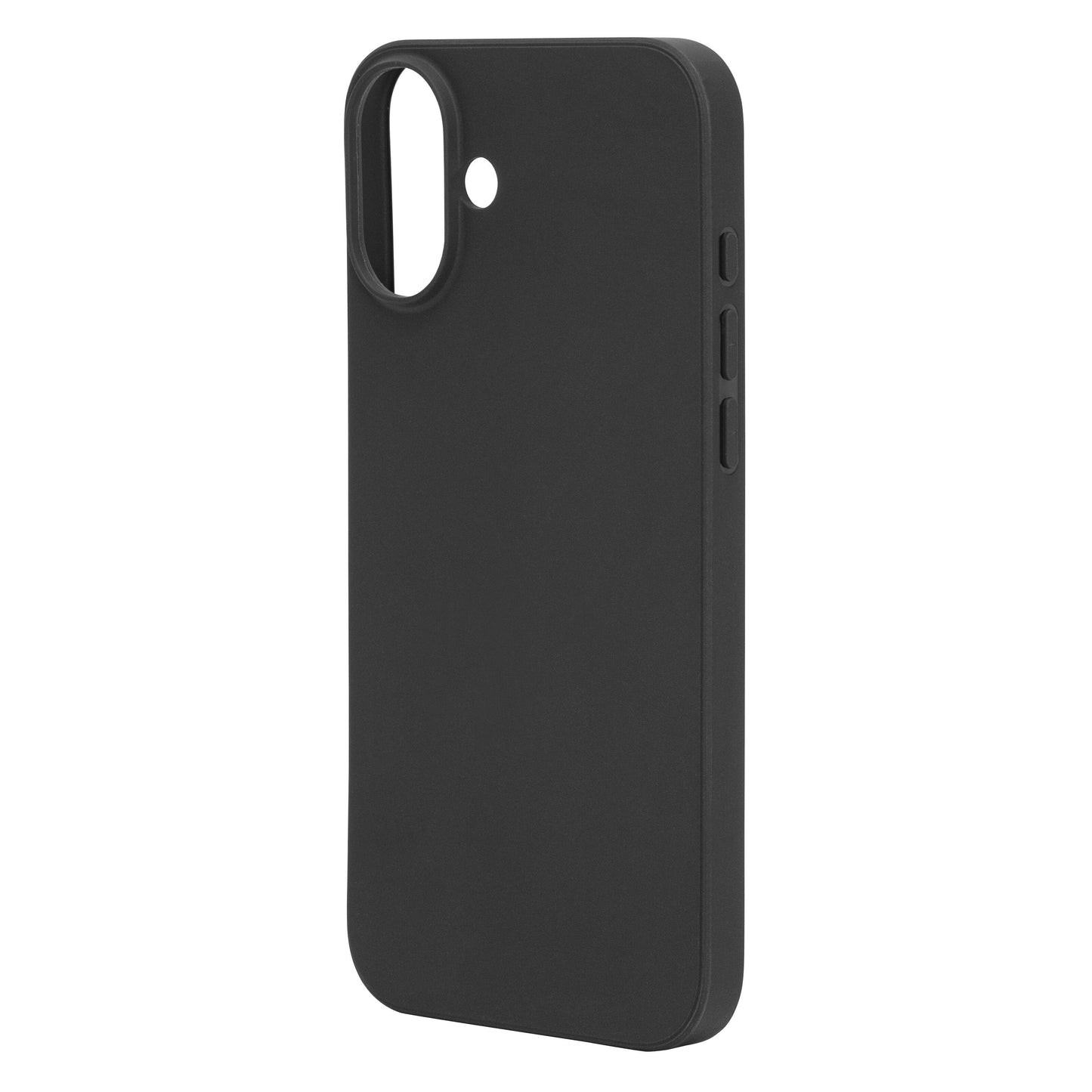 Linocell Second skin cover til iPhone 16 Plus sort med antibakteriel overflade og præcise udskæringer til kamera og knapper.