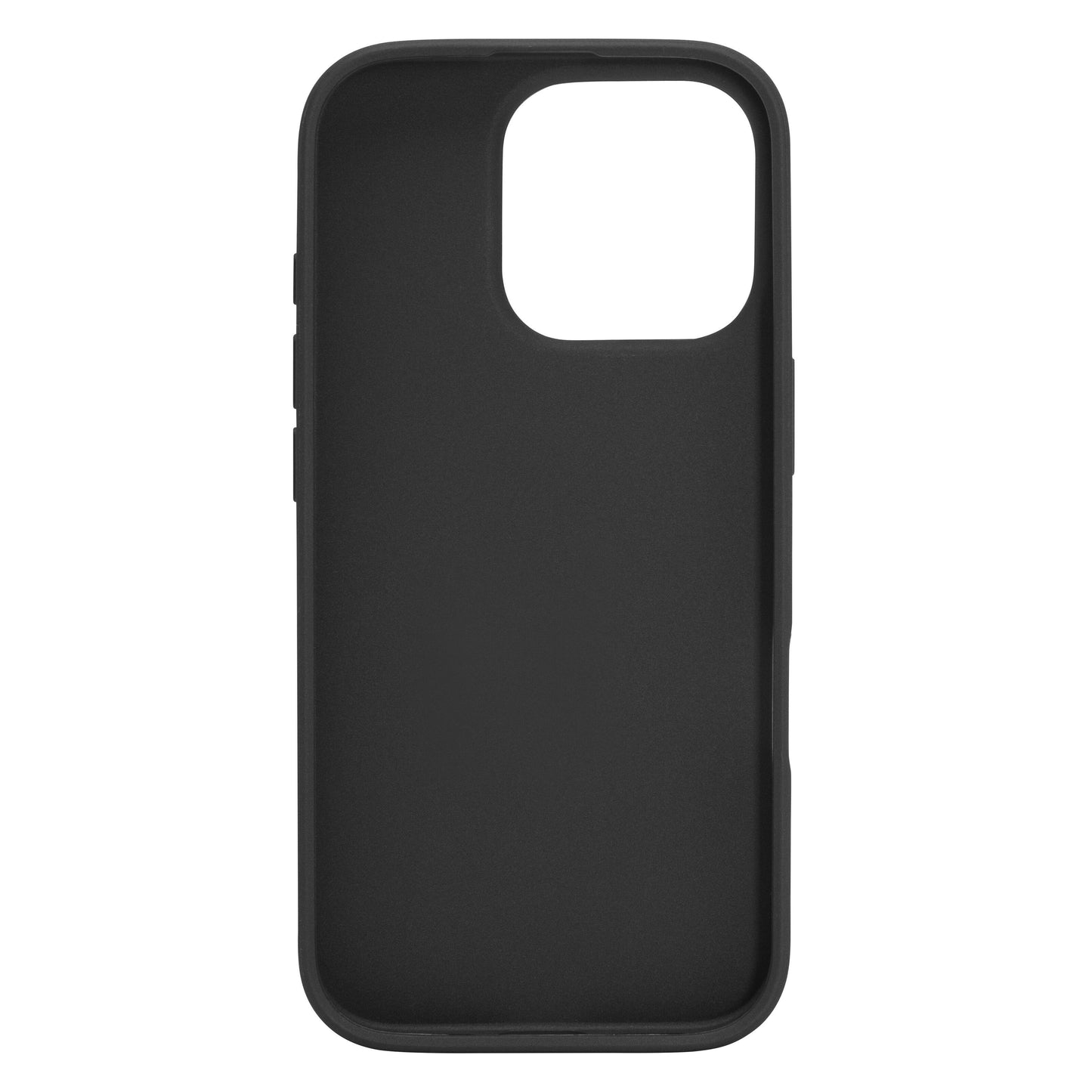Linocell Second Skin cover til iPhone 16 Pro, sort, ultratynd med stort rektangulært kameraudskæring og antibakteriel overflade.