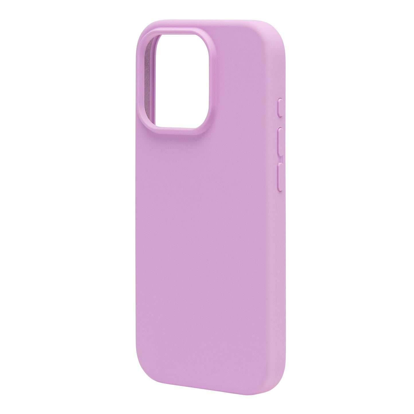 Linocell silikone cover til iPhone 16 Pro lyserød med stor rektangulær kameraudskæring, hævede knapper, MagSafe-kompatibel.